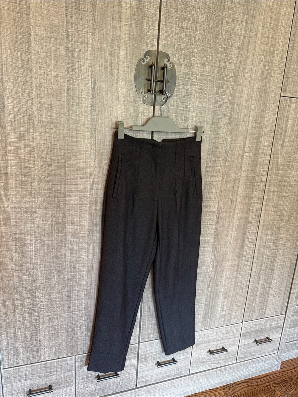 Zara High-Waist Tapered Women's Pants in Dark Brown - Picture 8 of 17